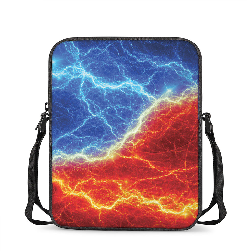 Blue And Red Lightning Print Rectangular Crossbody Bag