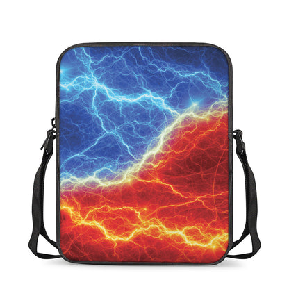 Blue And Red Lightning Print Rectangular Crossbody Bag