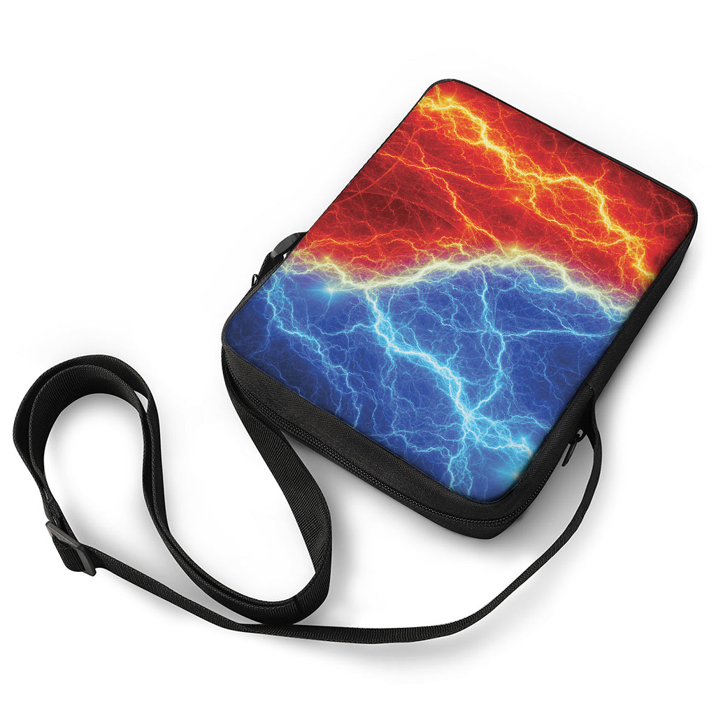 Blue And Red Lightning Print Rectangular Crossbody Bag