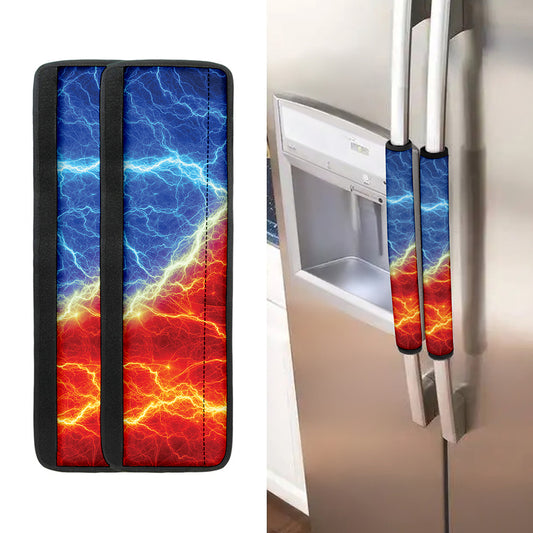 Blue And Red Lightning Print Refrigerator Handle Covers