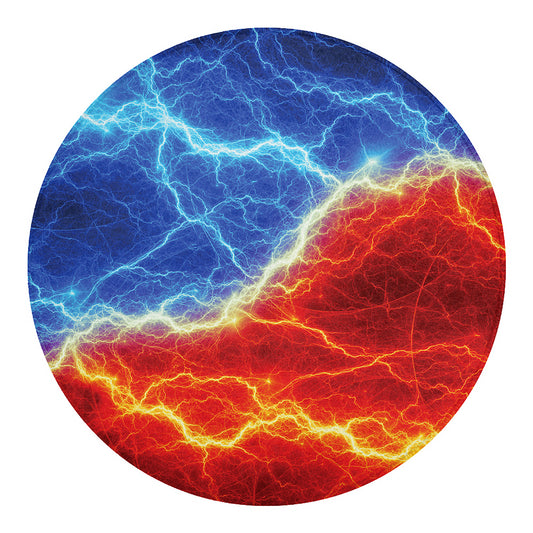 Blue And Red Lightning Print Round Blanket