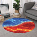 Blue And Red Lightning Print Round Rug