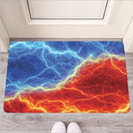 Blue And Red Lightning Print Rubber Doormat