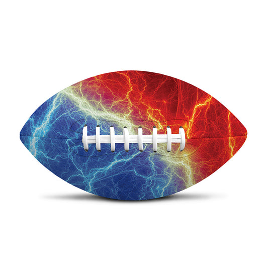 Blue And Red Lightning Print Rugby Ball