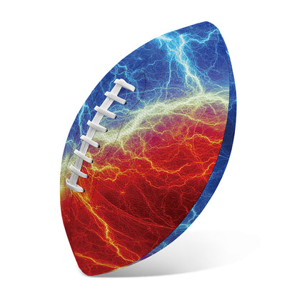 Blue And Red Lightning Print Rugby Ball