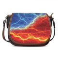 Blue And Red Lightning Print Saddle Bag
