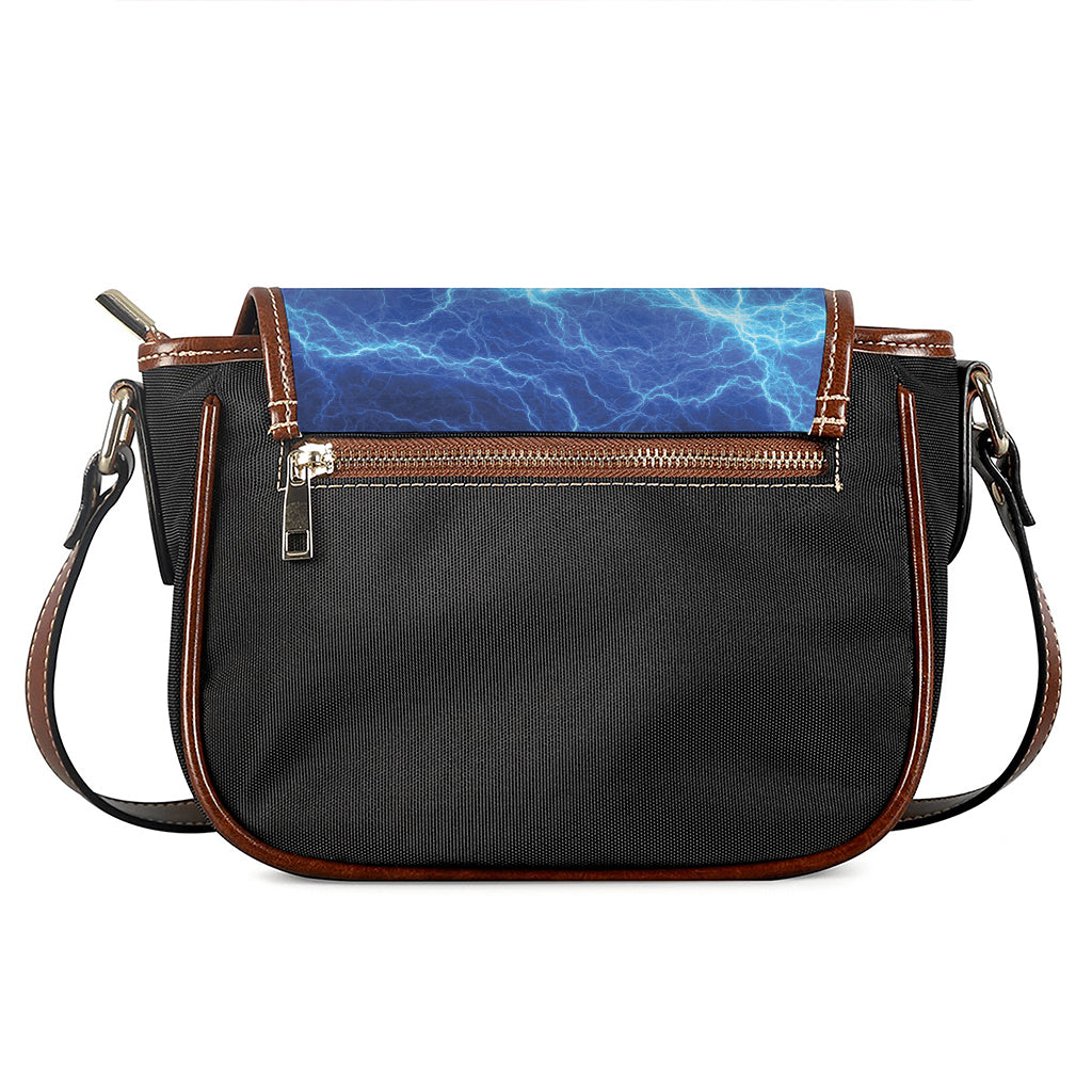 Blue And Red Lightning Print Saddle Bag