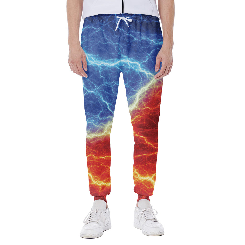 Blue And Red Lightning Print Scuba Joggers