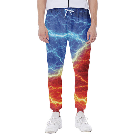 Blue And Red Lightning Print Scuba Joggers