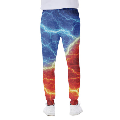 Blue And Red Lightning Print Scuba Joggers