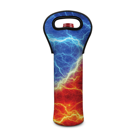 Blue And Red Lightning Print Single Neoprene Wine Tote