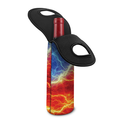 Blue And Red Lightning Print Single Neoprene Wine Tote