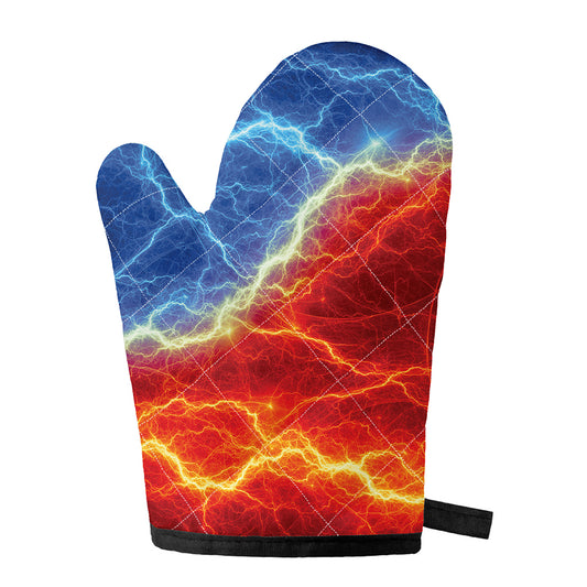 Blue And Red Lightning Print Single Oven Mitt