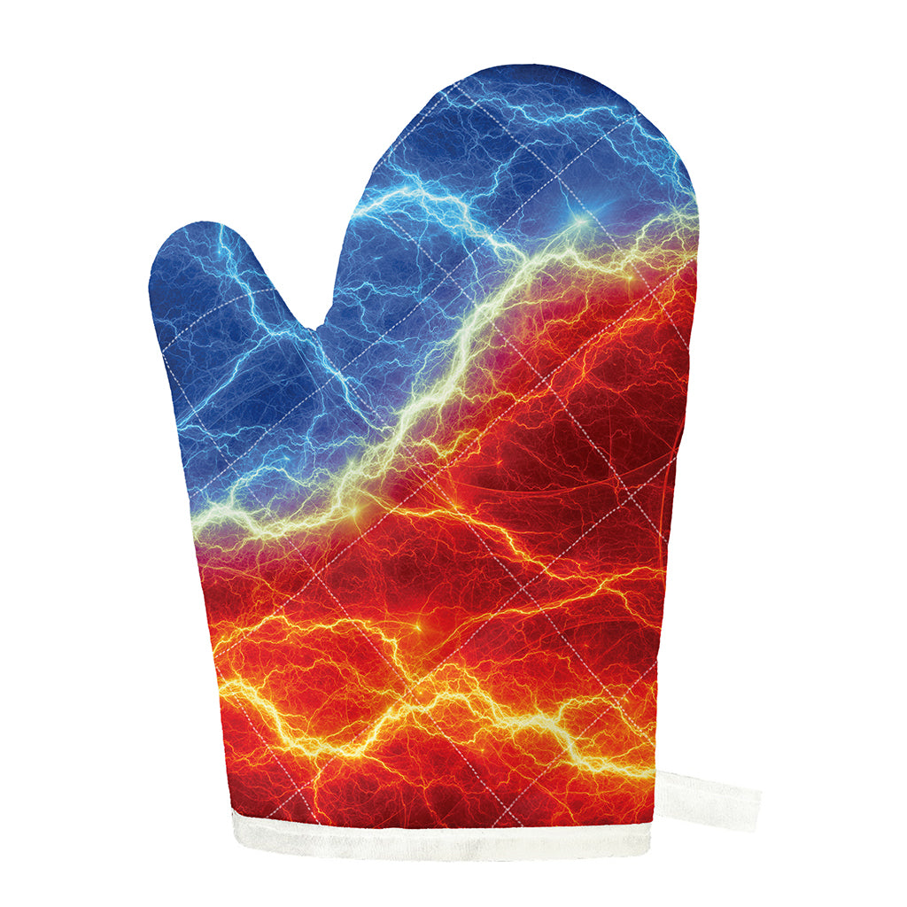 Blue And Red Lightning Print Single Oven Mitt