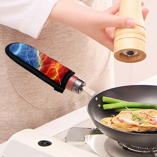 Blue And Red Lightning Print Skillet Handle Cover