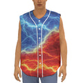 Blue And Red Lightning Print Sleeveless Baseball Jersey