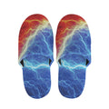 Blue And Red Lightning Print Slippers