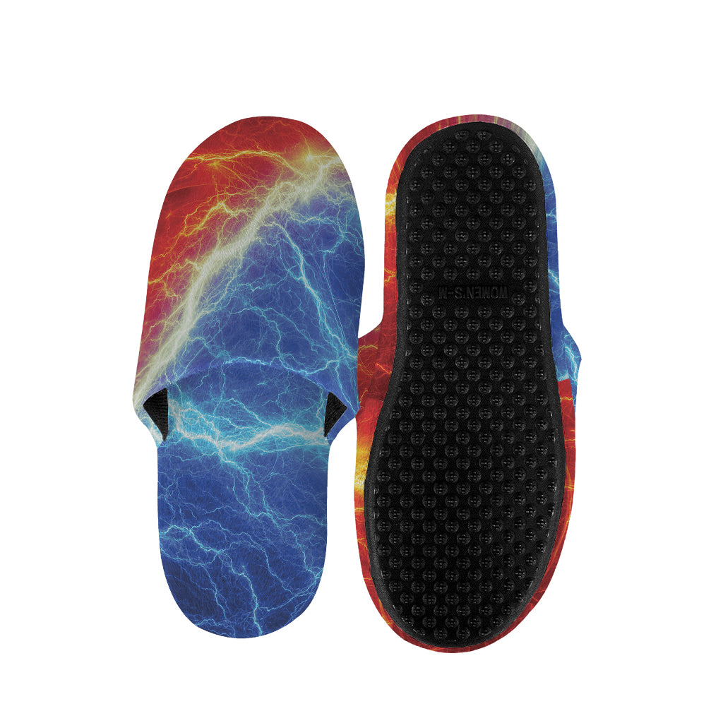 Blue And Red Lightning Print Slippers