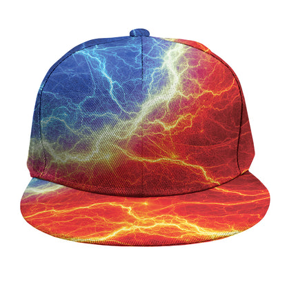 Blue And Red Lightning Print Snapback Cap