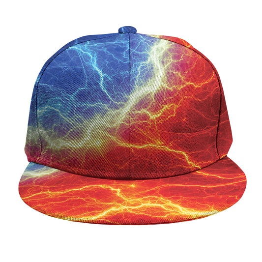 Blue And Red Lightning Print Snapback Cap