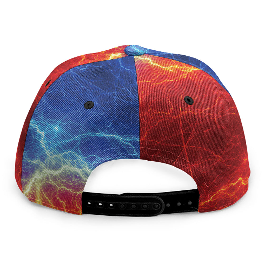 Blue And Red Lightning Print Snapback Cap