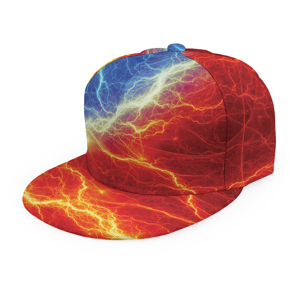Blue And Red Lightning Print Snapback Cap