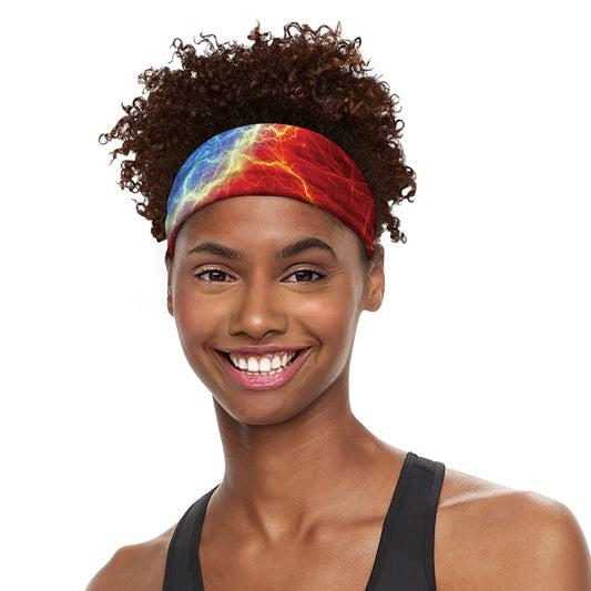 Blue And Red Lightning Print Sports Headband