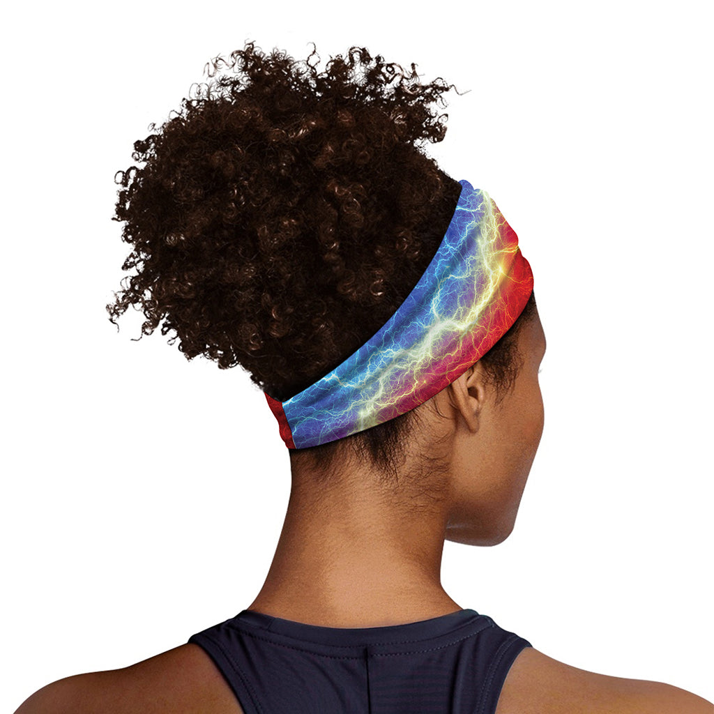 Blue And Red Lightning Print Sports Headband