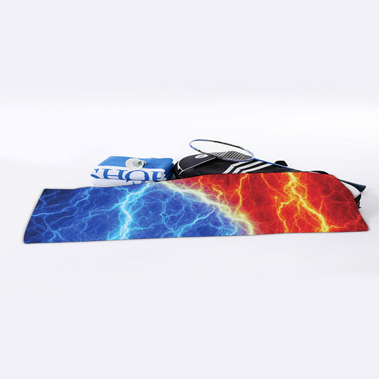 Blue And Red Lightning Print Sports Towel