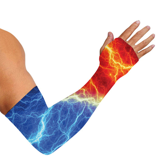 Blue And Red Lightning Print Sun Protection Arm Sleeves
