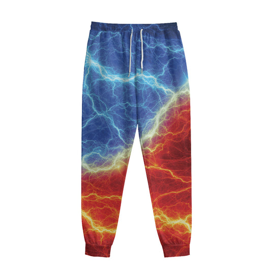 Blue And Red Lightning Print Sweatpants
