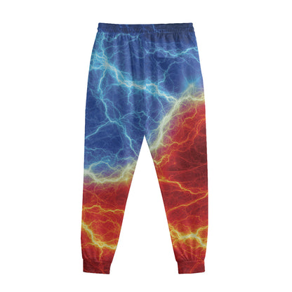 Blue And Red Lightning Print Sweatpants