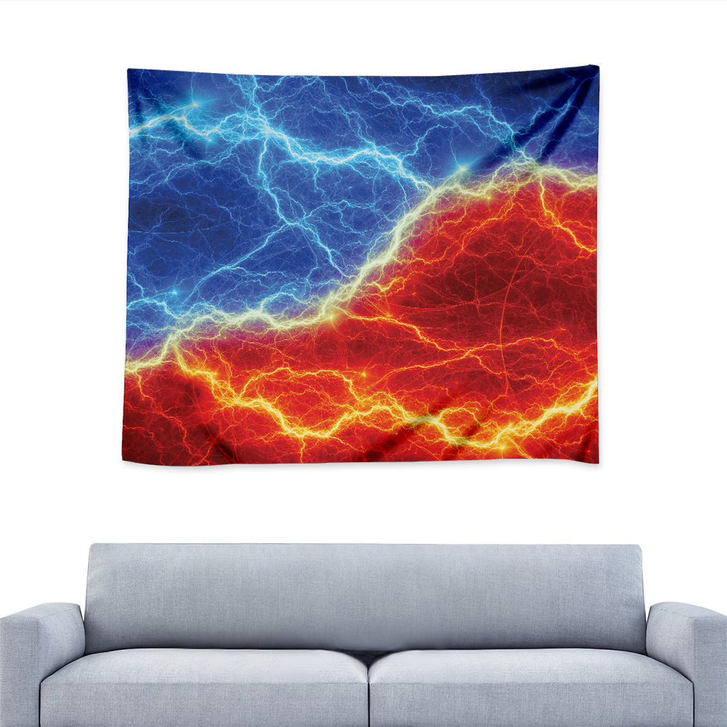 Blue And Red Lightning Print Tapestry