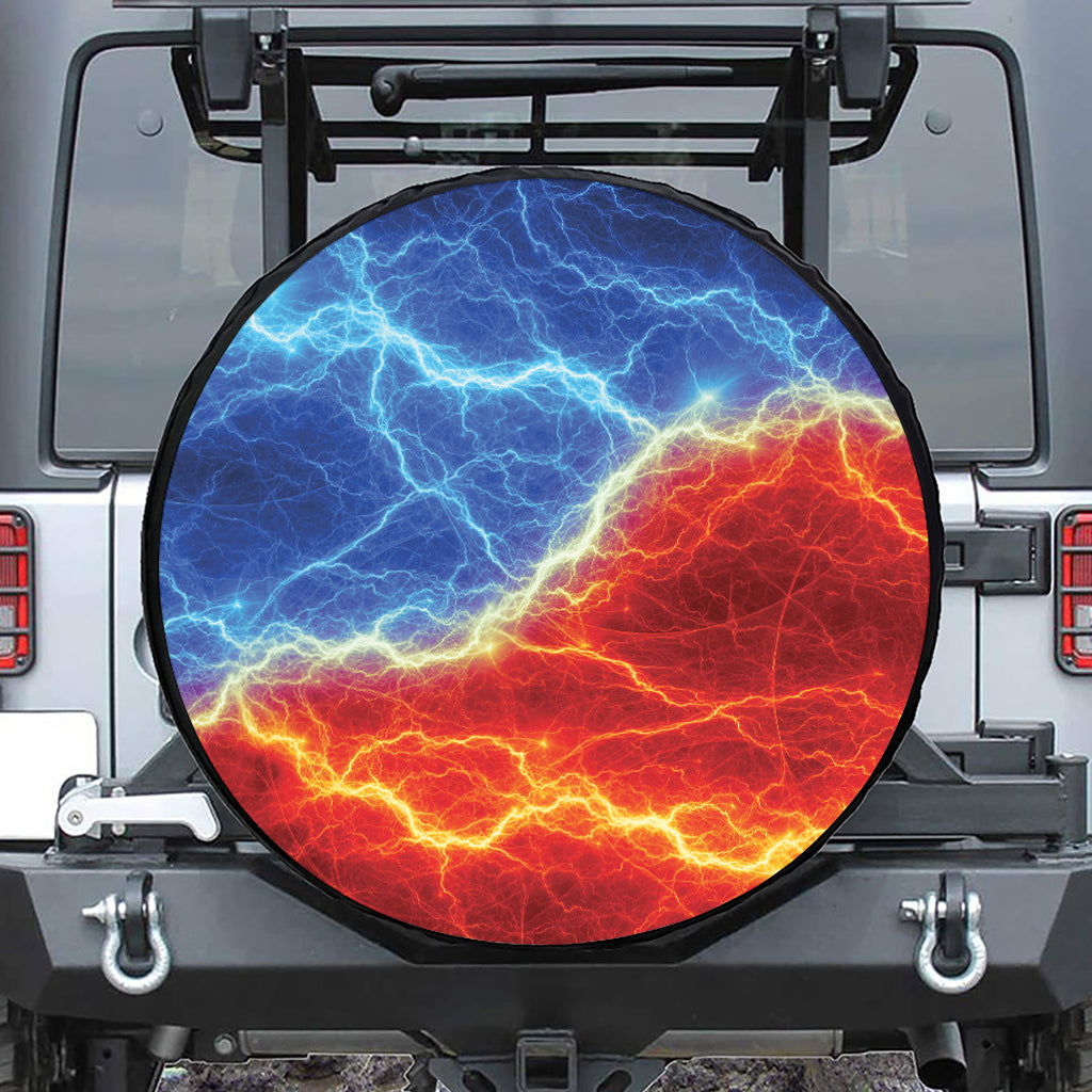 Blue And Red Lightning Print Tire Cover
