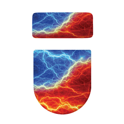 Blue And Red Lightning Print Toilet Lid And Tank Cover Set