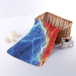 Blue And Red Lightning Print Towel