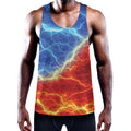 Blue And Red Lightning Print Men's Workout Tank Top