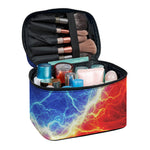 Blue And Red Lightning Print Travel Makeup Bag