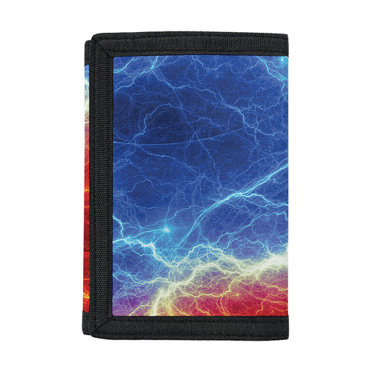 Blue And Red Lightning Print Trifold Wallet