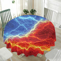 Blue And Red Lightning Print Waterproof Round Tablecloth