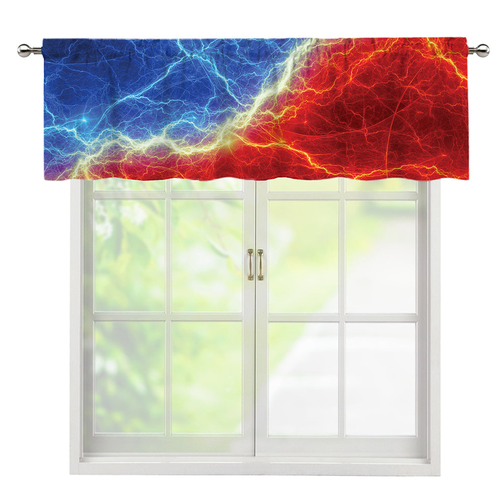 Blue And Red Lightning Print Window Valance
