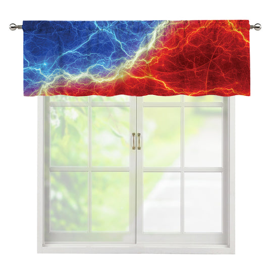 Blue And Red Lightning Print Window Valance