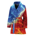 Blue And Red Lightning Print Women's Bathrobe