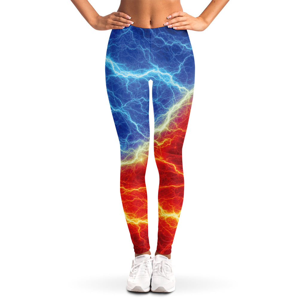 Blue And Red Lightning Print Women's Leggings
