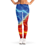 Blue And Red Lightning Print Women's Leggings