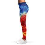 Blue And Red Lightning Print Women's Leggings