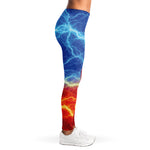 Blue And Red Lightning Print Women's Leggings