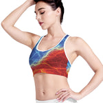 Blue And Red Lightning Print Women's Sports Bra