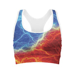 Blue And Red Lightning Print Women's Sports Bra