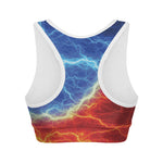 Blue And Red Lightning Print Women's Sports Bra